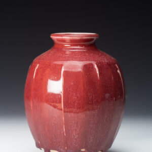 Porcelain, fluted, copper red glaze14 X 14 X 18cm    1.4kg