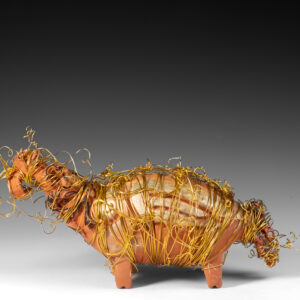 Terracotta/ slip/gold wire