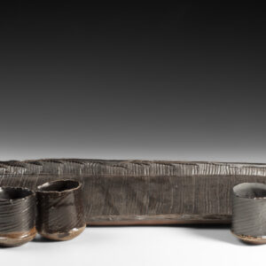 Black Tray with three Cups
Woodfired Salt Glazed Stoneware with Black Slip 
41 X 14 X 2cm     $450