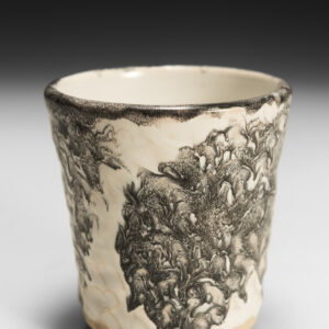 Icelandic landscape
Textured stoneware green teacup. White with black Icelandic motif
6.8 X 6.8 X 7.5cm     $50
